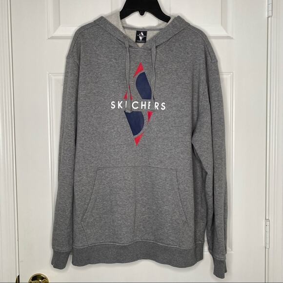 SKECHERS Men’s Grey Logo Heavyweight Pullover Sweatshirt Hoodie Size Large - Picture 1 of 5